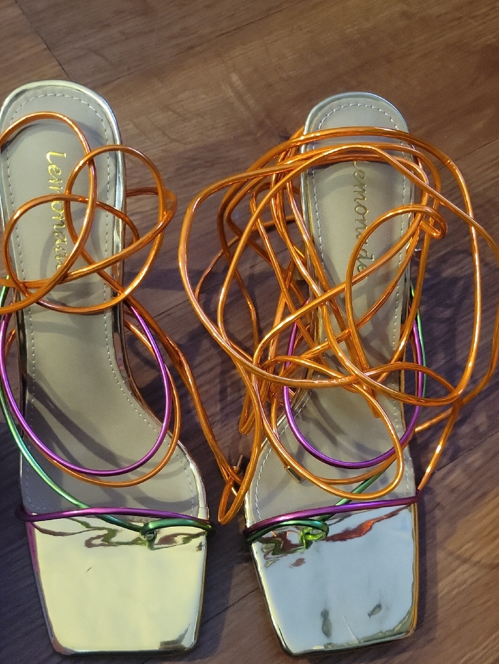 Metallic Multi-Color Strappy Lace-Up Women's Sandals